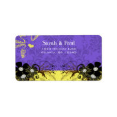 Lemon Yellow & Violet Flower Swirl Return-adres Etiket (Voorkant)