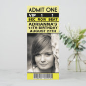Lemon Yellow VIP Photo Ticket Birthday Party Kaart (Staand voorkant)
