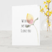 Lemon Yellow Waterverf Flower Love Kaart (Gele Bloem)