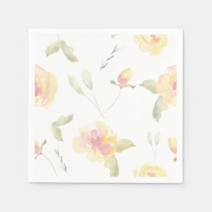 Lemon Yellow Waterverf Flowers Servetten