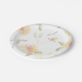 Lemon Yellow Waterverf Flowers Vrijgezellenfeest Papieren Bordje (Gekanteld)