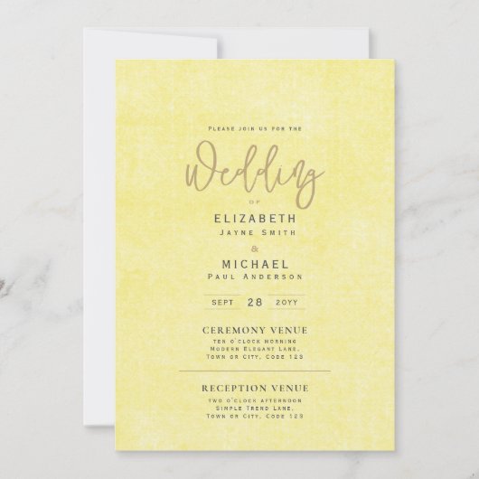 Lemon Yellow Wedding Instant Digital Download Kaart (Voorkant)