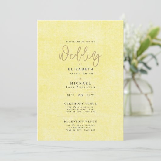 Lemon Yellow Wedding Instant Digital Download Kaart (Staand voorkant)