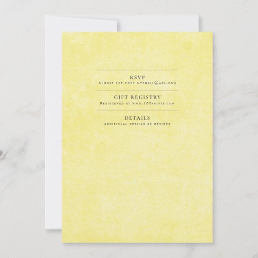 Lemon Yellow Wedding Instant Digital Download Kaart (Achterkant)