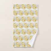 LEMON YELLOW WHITE FLORAL BATHROOM TOWEL SET BAD HANDDOEK (Handdoek)