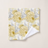 LEMON YELLOW WHITE FLORAL BATHROOM TOWEL SET BAD HANDDOEK (Wasdoekje)