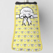 Lemon Yellow White Polka Dots Bows Gepersonaliseer Golfheadcover (Draai 90)