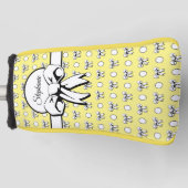 Lemon Yellow White Polka Dots Bows Gepersonaliseer Golfheadcover (Voorkant)