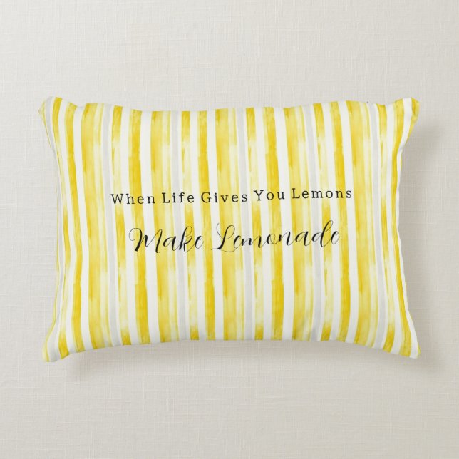 Lemon Yellow White Stripes Accent Kussen (Voorkant)