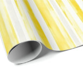 Lemon Yellow White Stripes Birthday Cadeaupapier (Rol Hoek)