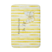 Lemon Yellow White Stripes Butterfly Find Joy Badmat (Voorkant Verticaal)