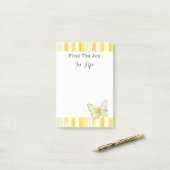 Lemon Yellow White Stripes Butterfly Joy Post-it® Notes (Op bureau)
