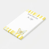 Lemon Yellow White Stripes Butterfly Joy Post-it® Notes (Schuin)