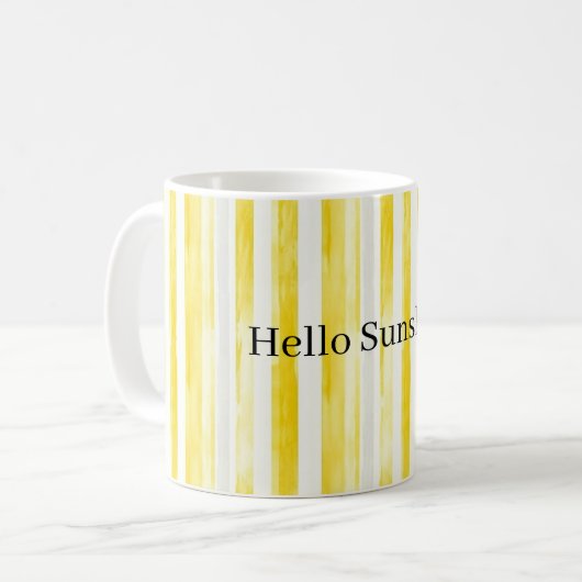 Lemon Yellow White Stripes Koffiemok (Voorkant links)