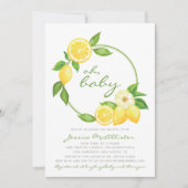 Lemon Yellow Wreath Citrus Polkadot Baby shower Kaart (Voorkant)