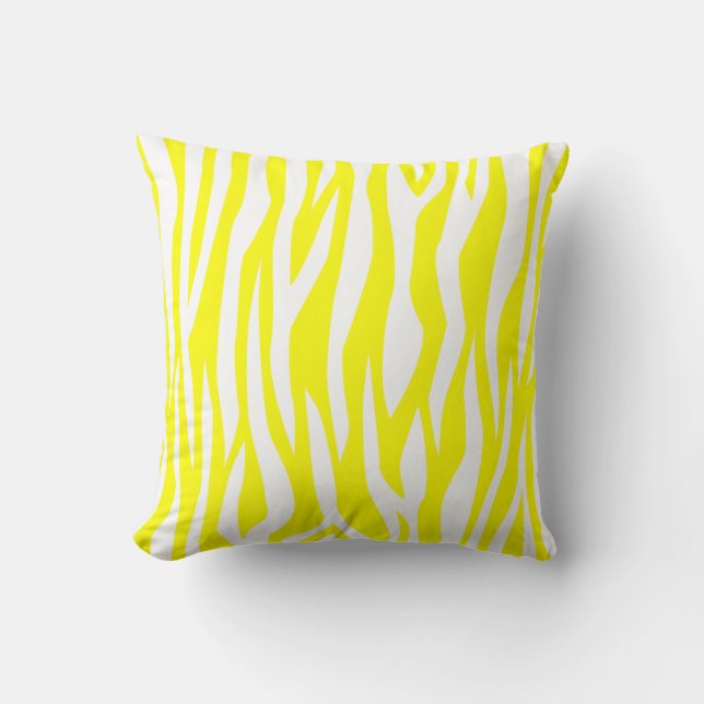 Lemon Yellow Zebra Print Kussen (Voorkant)