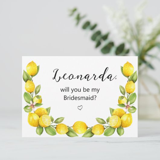 Lemon Zal je mijn Bridesmaid voorstel zijn? (Staand voorkant)