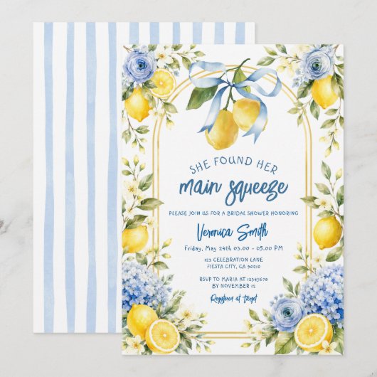 Lemon Ze vond haar hoofdknijper Bruiloftsborrel Kaart (Voorkant / Achterkant)