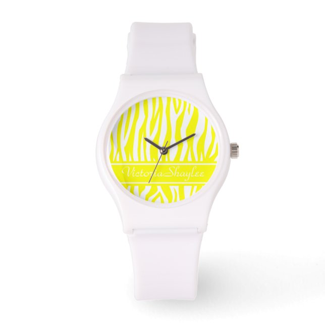 Lemon Zebra Afdrukken met aangepaste tekst Horloge (Voorkant)