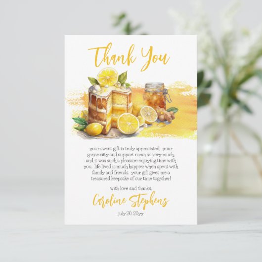 Lemon Zest Luscious Lemon Cake | gemberthee Bedankkaart (Staand voorkant)