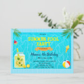 Lemon zomer zwembad party uitnodiging (Staand voorkant)