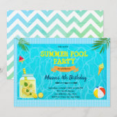 Lemon zomer zwembad party uitnodiging (Voorkant / Achterkant)