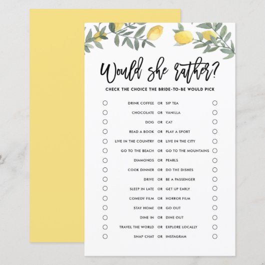 Lemon zou de Bride in plaats van het Vrijgezellenf (Voorkant / Achterkant)