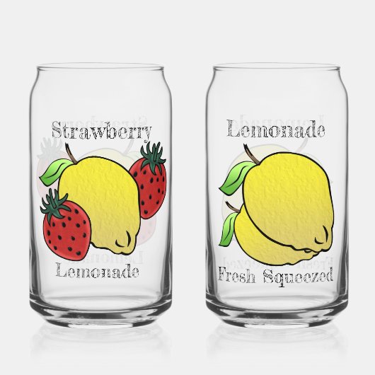 Lemonade & aardbei limonade gepersonaliseerd blikvorm glas (Voorkant)