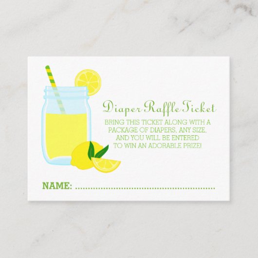 Lemonade Baby shower Luier Raffle Ticket Informatiekaartje (Voorkant)