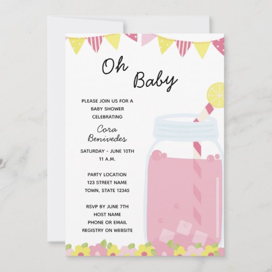 Lemonade Baby shower Uitnodiging (Voorkant)
