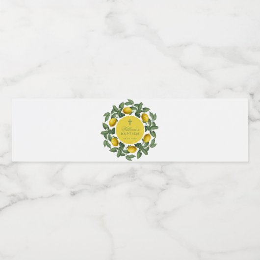 Lemonade Baptisme Lemons Yellow Circus Botanical Waterfles Etiket (Enkel label)