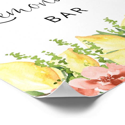 Lemonade Bar Citroen Bloemen Poster (Hoek)