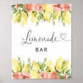 Lemonade Bar Citroen Bloemen Poster (Voorkant)