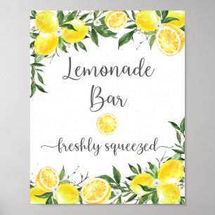 Lemonade Bar Greenery Gold Vrijgezellenfeest Sign Poster