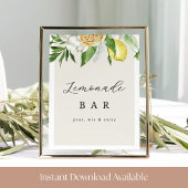 Lemonade Bar Sign – Citrus Party Afdrukbare Decor Poster