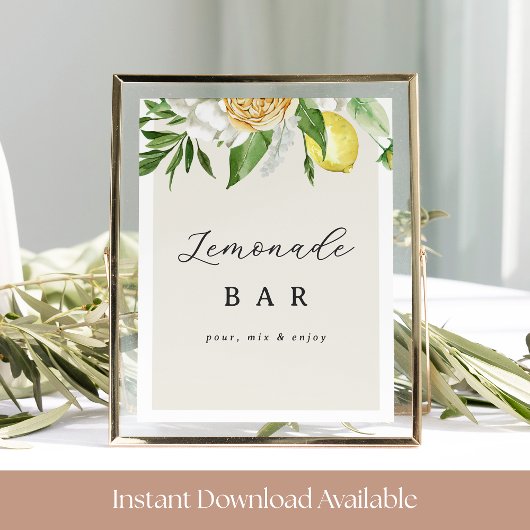 Lemonade Bar Sign – Citrus Party Afdrukbare Decor Poster