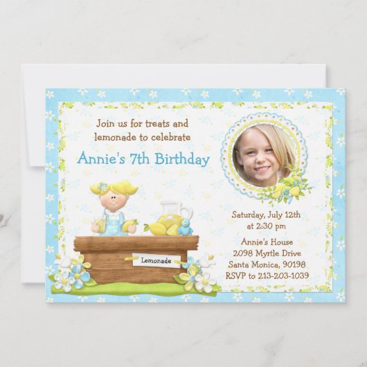 Lemonade Birthday Party Invitation Kaart (Voorkant)