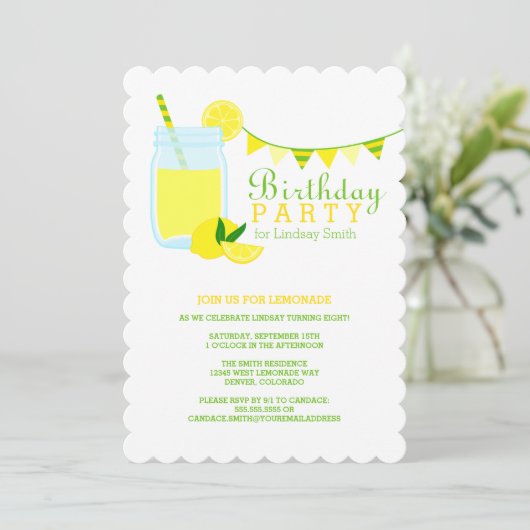 Lemonade Birthday Party Kaart (Staand voorkant)