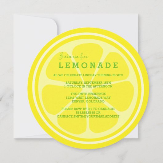 Lemonade Birthday Party Kaart (Achterkant)