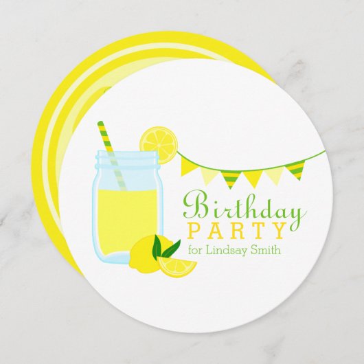 Lemonade Birthday Party Kaart (Voorkant / Achterkant)