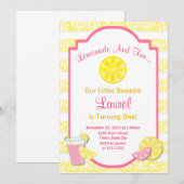 Lemonade Birthday Uitnodiging Roze limonade (Voorkant / Achterkant)