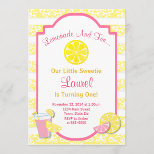 Lemonade Birthday Uitnodiging Roze limonade