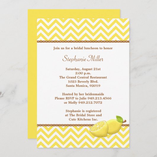 Lemonade Bridal Shower Kaart (Voorkant / Achterkant)