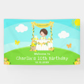 Lemonade Bruin Haar Jongen Verjaardag Welkom Spandoek (Horizontaal)