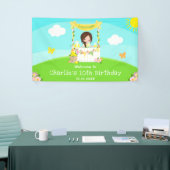 Lemonade Bruin Haar Meisje Verjaardag Welkom Spandoek (Beurs)