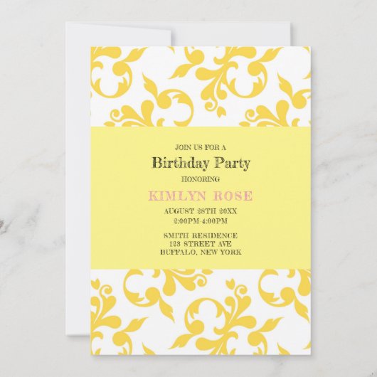 Lemonade Chalkboard 1st Birthday Party Save The Date (Achterkant)