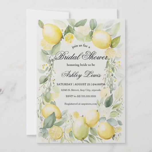 Lemonade Citrus bruids douche uitnodiging (Voorkant)