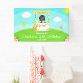 Lemonade donkere huid meisje verjaardag welkom spandoek (Insitu)