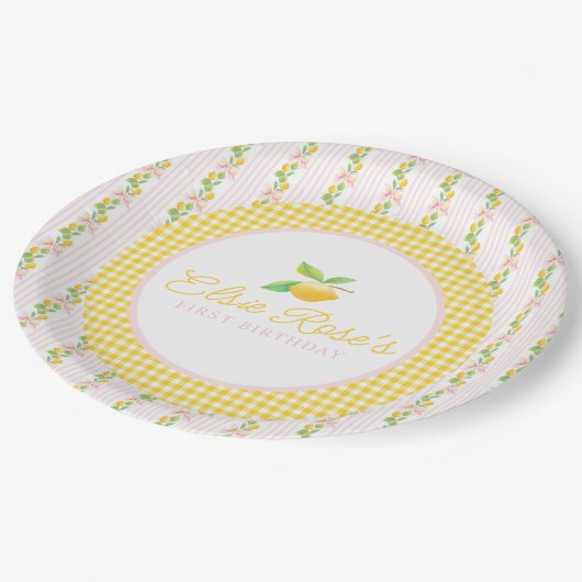 Lemonade eerste verjaardagspapier Borden Papieren Bordje (Gekanteld)