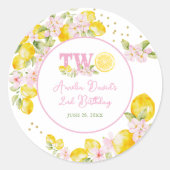 Lemonade Floral Birthday Ronde Sticker (Voorkant)